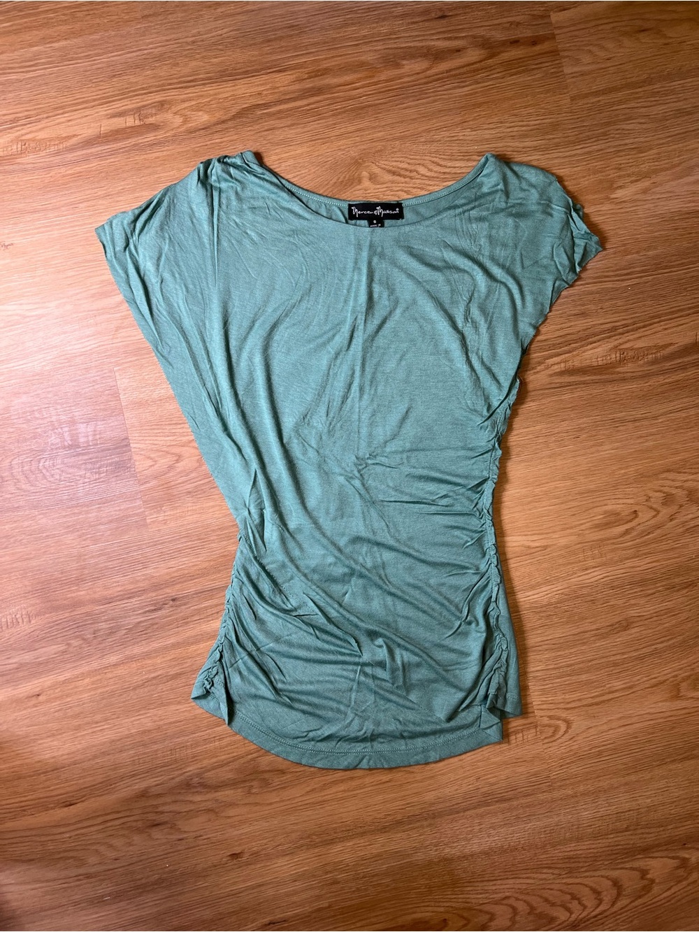 mercer & madison Sage Green Side-Ruched Short Sleeve Tee